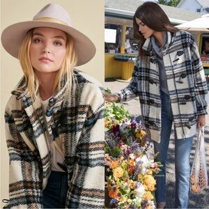 VERONICA BEARD CAEL OVERSIZED TARTAN PLAID DICKEY COAT TOGGLE ZIP CLOSURE Sz 2